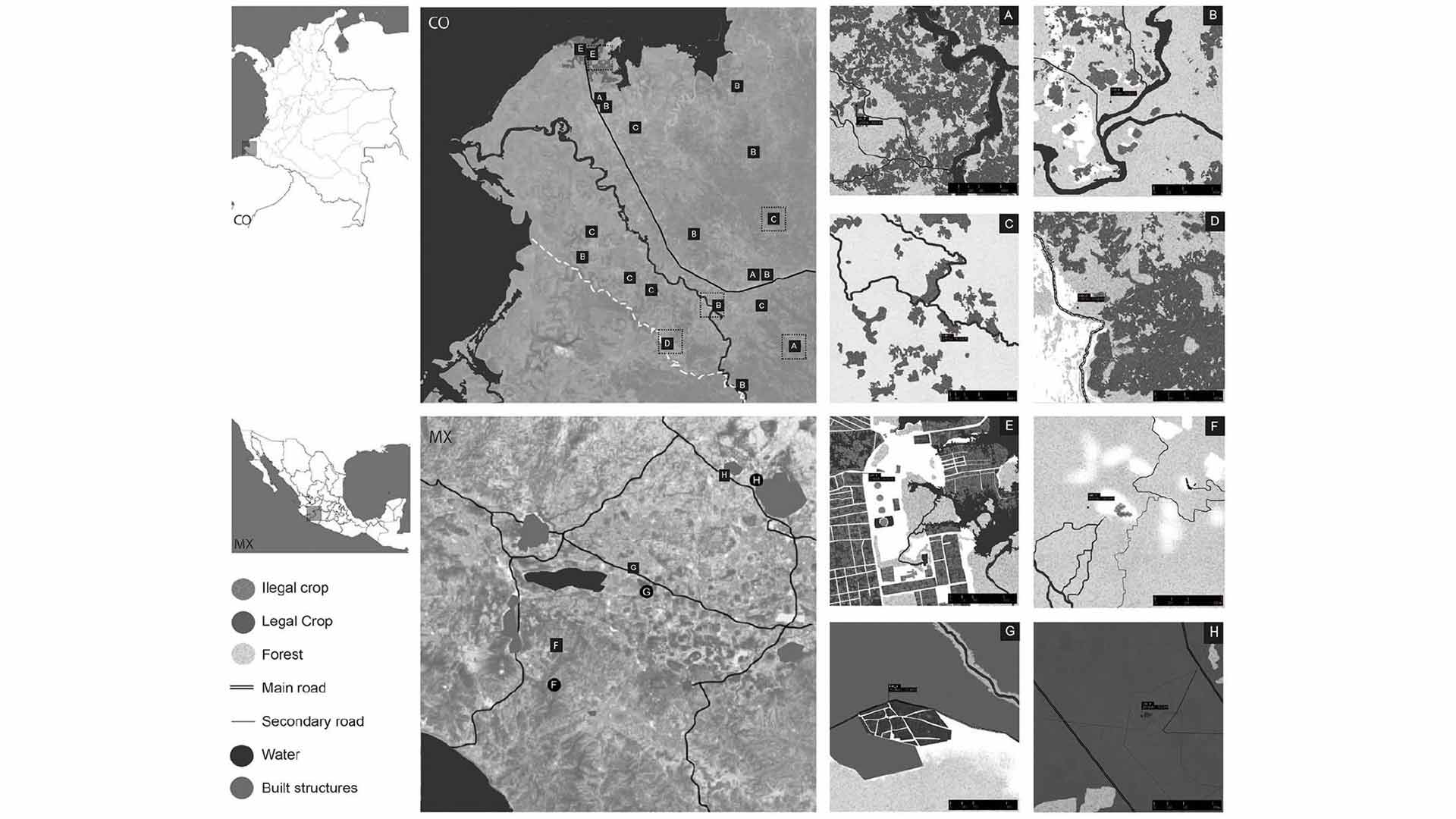 Architectures, spaces, and territories of illicit drug trafficking in Colombia and Mexico