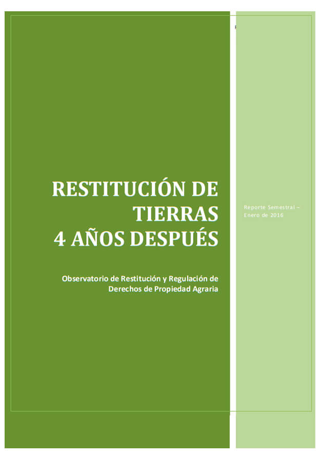 Restitución de tierras 4 años después - 2015-2