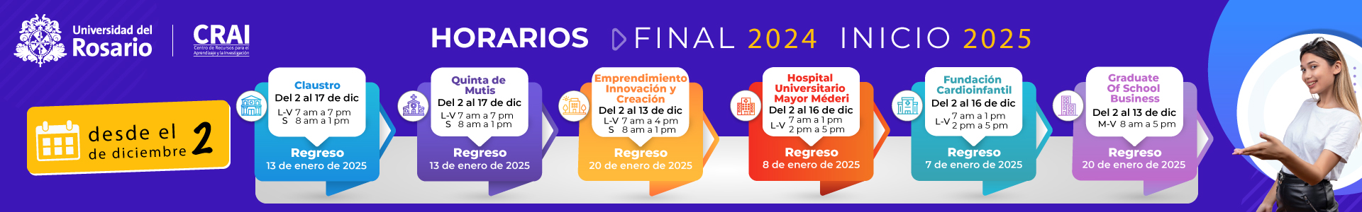 Horarios CRAI fin de año