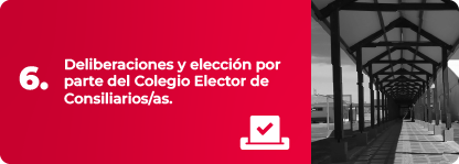 Deliberaciones y elección por parte del Colegio Elector de Consiliarios/as.