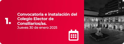 Convocatoria e instalación del Colegio Elector de Consiliarios/as. 