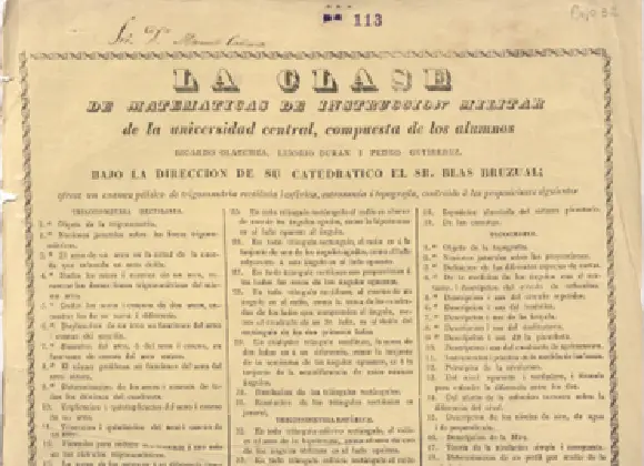 Examen público de la clase del catedrático Bruzual, 28-7-1839. AHUR, caja 32 f. 113.