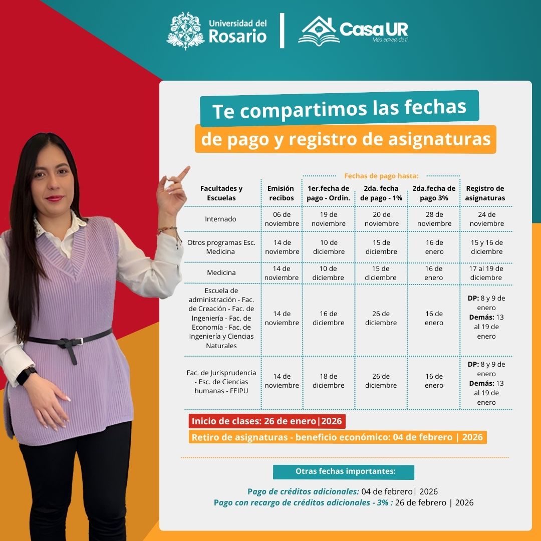 fechas de pago y registro de asignaturas 2026-1