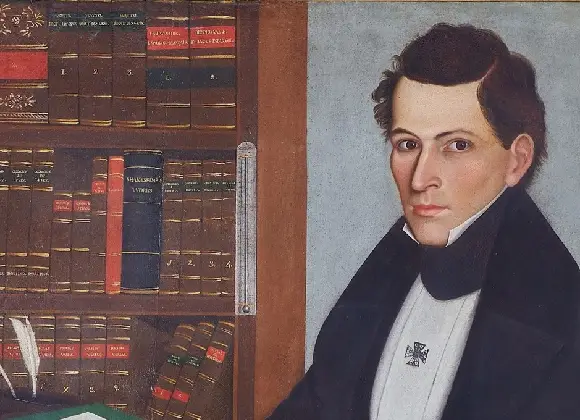 Lorenzo María Lleras (detalle), por Luis García Hevia (atribuido). Museo de la Universidad del Rosario.