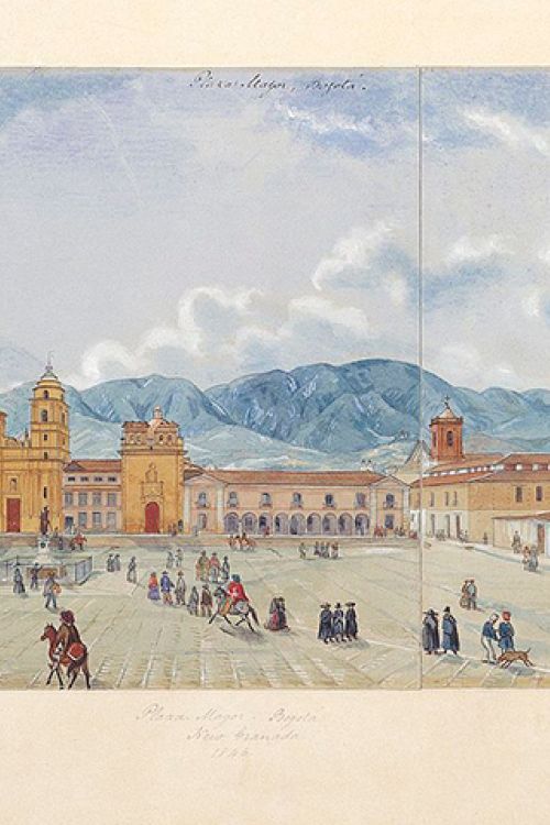La-plaza-Mayor-de-Bogota-en-1846-acuarela-de-Edward-Mark-Dominio-publico