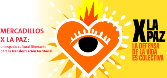Ilustración con un corazón en la mitad y un ojo en el centro, que tiene un desvanecido de colores de derecha a izquierda.